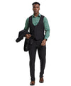 Stacy Adams Hybrid Fit U - Shaped Vested Suit, Black - Bundle Bus