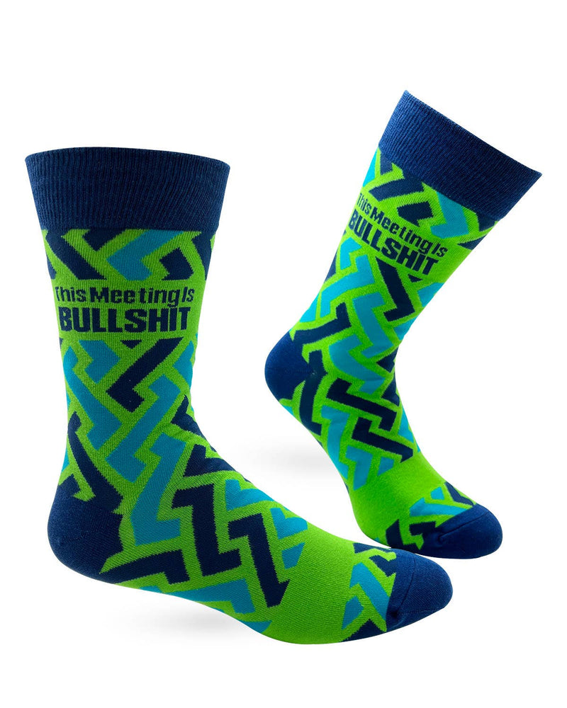 This Meeting is Bullshit Men's Novelty Crew Socks - Bundle Bus