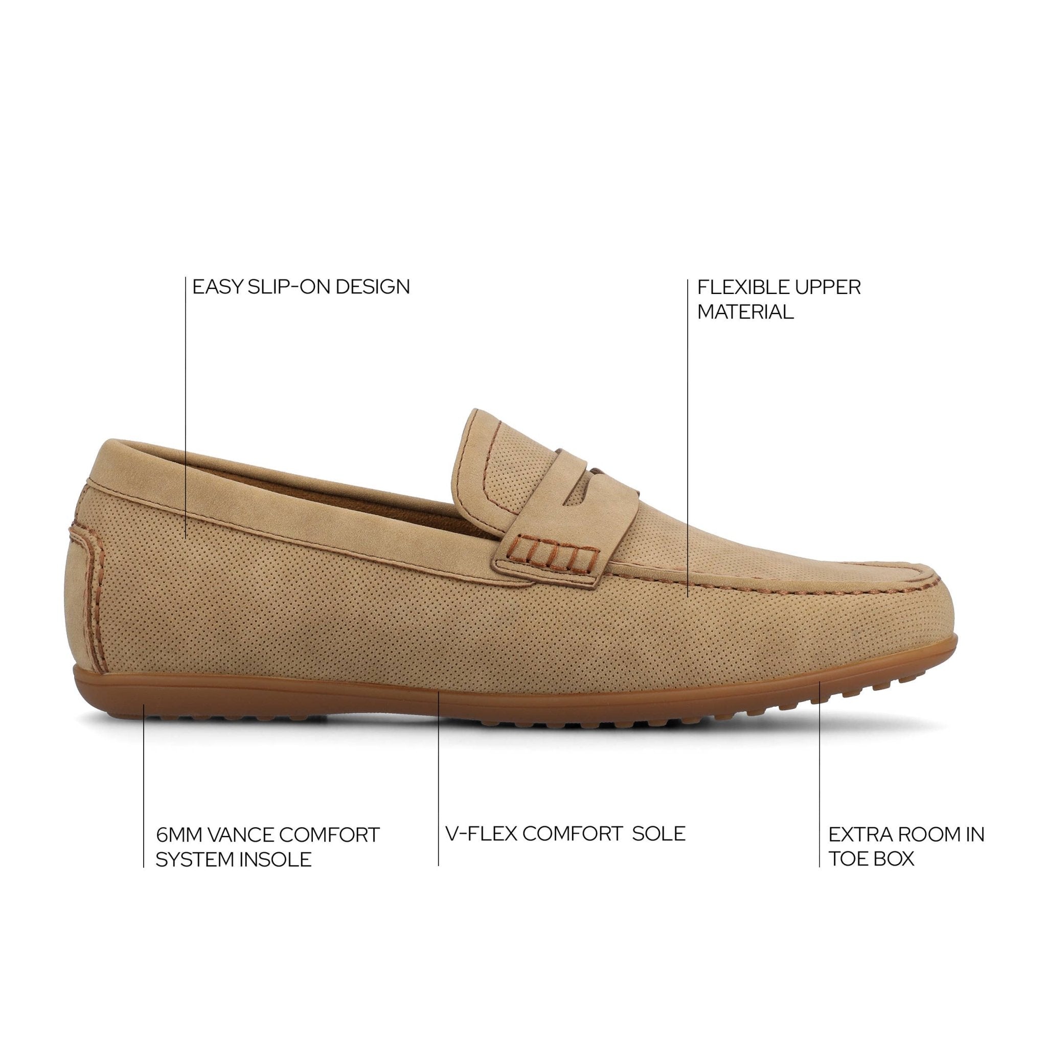Vance Yates Perforated Slip - on Driving Penny Loafer - Bundle Bus