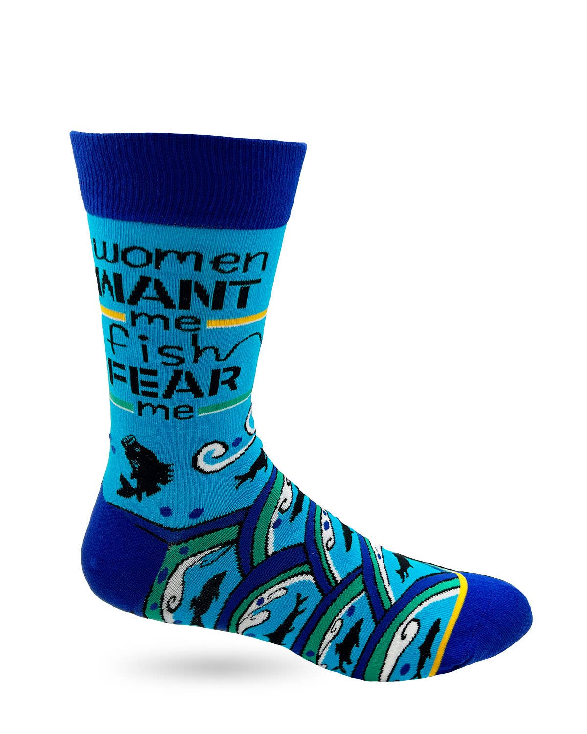 Women Want Me Fish Fear Me Men's Novelty Crew Socks - Bundle Bus