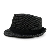 Fall/Winter Black Trilby Fedora Hat with Gray Dots & Black Band Trim - H1805260 - Bundle Bus