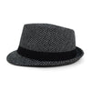 Fall/Winter Black Trilby Fedora Hat with White Dots & Black Band Trim - H1805259 - Bundle Bus