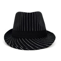 Fall/Winter Black Trilby Fedora Hat with White Pinstripes & Black Band Trim - H1805262 - Bundle Bus