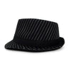 Fall/Winter Black Trilby Fedora Hat with White Pinstripes & Black Band Trim - H1805262 - Bundle Bus