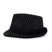 Fall/Winter Black Trilby Fedora Hat with White Pinstripes & Black Band Trim - H1805262 - Bundle Bus