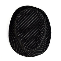 Fall/Winter Black Trilby Fedora Hat with White Pinstripes & Black Band Trim - H1805262 - Bundle Bus