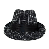 Fall/Winter Plaid Trilby Fedora Hat with Black Band Trim - H1805021 - Bundle Bus