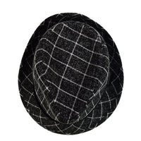 Fall/Winter Plaid Trilby Fedora Hat with Black Band Trim - H1805021 - Bundle Bus