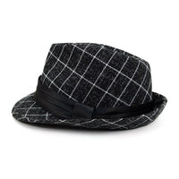 Fall/Winter Plaid Trilby Fedora Hat with Black Band Trim - H1805021 - Bundle Bus