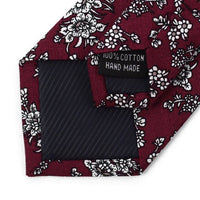 Floral Wedding Burgundy & White 2.5" Cotton Slim Tie - NVC17125 - Bundle Bus