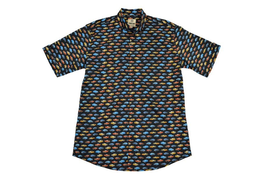 FX Fusion Trend Collection "Vintage Cars" Short Sleeve Dress Shirt - Bundle Bus