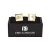 Gold-tone Crystal Black Stone Square Brass Cufflinks - Bundle Bus