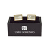 Gold-tone Crystal White Stone Rectangle Brass Cufflinks - Bundle Bus