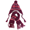 Kid's Winter Knitted Ear Flap Lined Snowflake Pom Beanie Scarf with Tassel and Hat Set - KKWS1722 - Bundle Bus