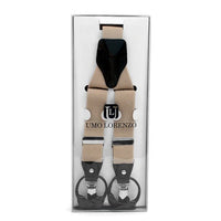 Men's Boxed Convertible Button Strap and Clip-On Suspenders with Leather Trim CLSUS - Bundle Bus
