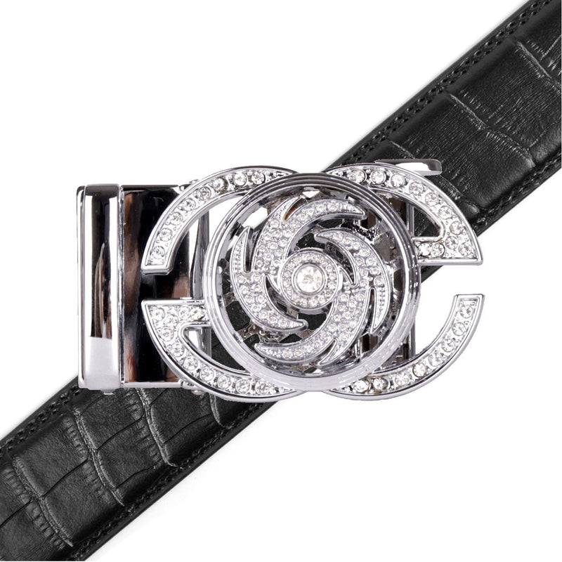 Men's Decor Rotating Bling Ratchet Belt-MGLBB59-SIL - Bundle Bus