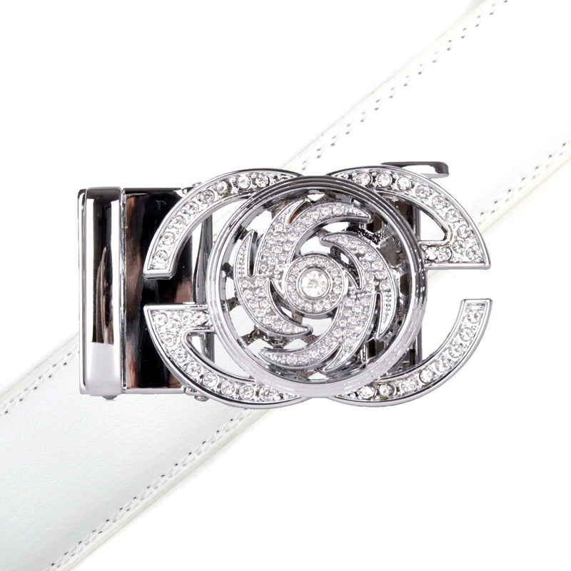 Men's Decor Rotating Bling Ratchet Belt-MGLBB59-SIL - Bundle Bus