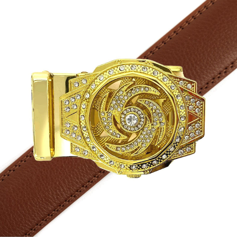 Men's Decor Rotating Bling Ratchet Belt-MGLBB60-GD - Bundle Bus
