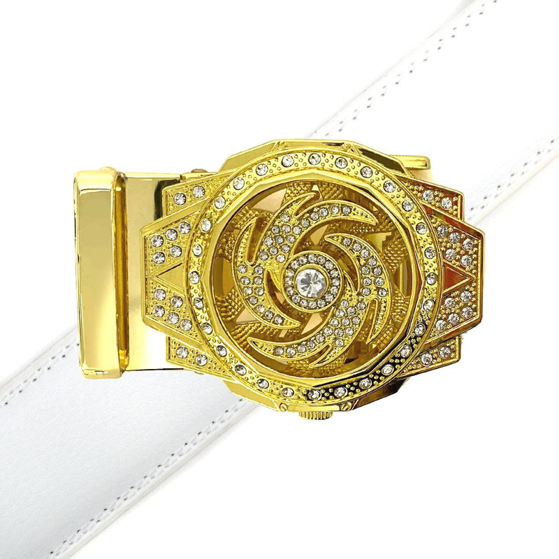 Men's Decor Rotating Bling Ratchet Belt-MGLBB60-GD - Bundle Bus