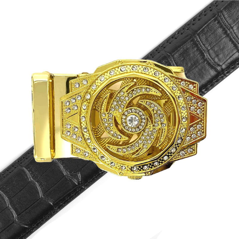 Men's Decor Rotating Bling Ratchet Belt-MGLBB60-GD - Bundle Bus