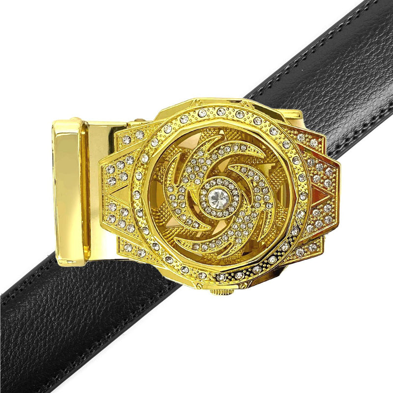 Men's Decor Rotating Bling Ratchet Belt-MGLBB60-GD - Bundle Bus