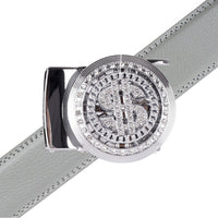 Men's Dollar Sign Rotating Bling Ratchet Belt-MGLBB65-SIL - Bundle Bus