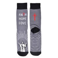 Men's Faith Hope Love Novelty Socks - NVS19574-GRY - Bundle Bus