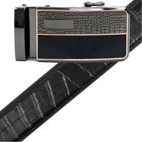 Men's Genuine Leather Sliding Buckle Ratchet Belt MGLBB1 - Bundle Bus