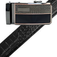 Men's Genuine Leather Sliding Buckle Ratchet Belt MGLBB1 - Bundle Bus