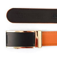 Men's Genuine Leather Sliding Buckle Ratchet Belt MGLBB11 - Bundle Bus