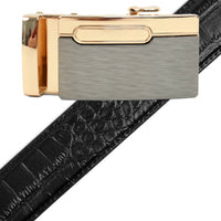 Men's Genuine Leather Sliding Buckle Ratchet Belt MGLBB12 - Bundle Bus