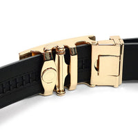 Men's Genuine Leather Sliding Buckle Ratchet Belt MGLBB12 - Bundle Bus
