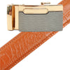 Men's Genuine Leather Sliding Buckle Ratchet Belt MGLBB12 - Bundle Bus