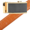 Men's Genuine Leather Sliding Buckle Ratchet Belt - MGLBB14 - Bundle Bus