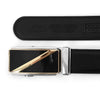 Men's Genuine Leather Sliding Buckle Ratchet Belt MGLBB17 - Bundle Bus