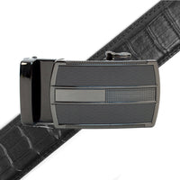 Men's Genuine Leather Sliding Buckle Ratchet Belt MGLBB19 - Bundle Bus