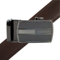 Men's Genuine Leather Sliding Buckle Ratchet Belt MGLBB19 - Bundle Bus