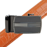 Men's Genuine Leather Sliding Buckle Ratchet Belt MGLBB19 - Bundle Bus