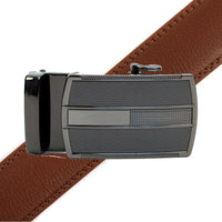 Men's Genuine Leather Sliding Buckle Ratchet Belt MGLBB19 - Bundle Bus