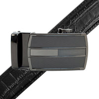 Men's Genuine Leather Sliding Buckle Ratchet Belt MGLBB19 - Bundle Bus