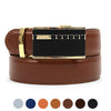 Men's Genuine Leather Sliding Buckle Ratchet Belt MGLBB2 - Bundle Bus