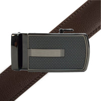 Men's Genuine Leather Sliding Buckle Ratchet Belt MGLBB20 - Bundle Bus