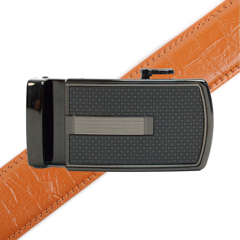 Men's Genuine Leather Sliding Buckle Ratchet Belt MGLBB20 - Bundle Bus