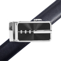 Men's Genuine Leather Sliding Buckle Ratchet Belt MGLBB23 - Bundle Bus
