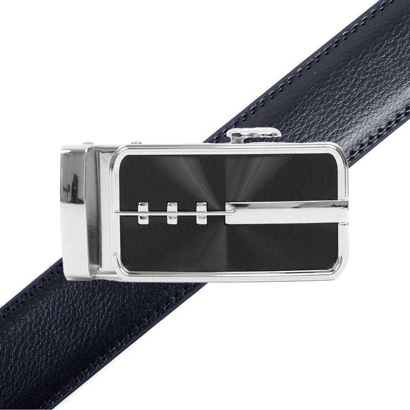 Men's Genuine Leather Sliding Buckle Ratchet Belt MGLBB23 - Bundle Bus