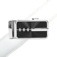 Men's Genuine Leather Sliding Buckle Ratchet Belt MGLBB23 - Bundle Bus