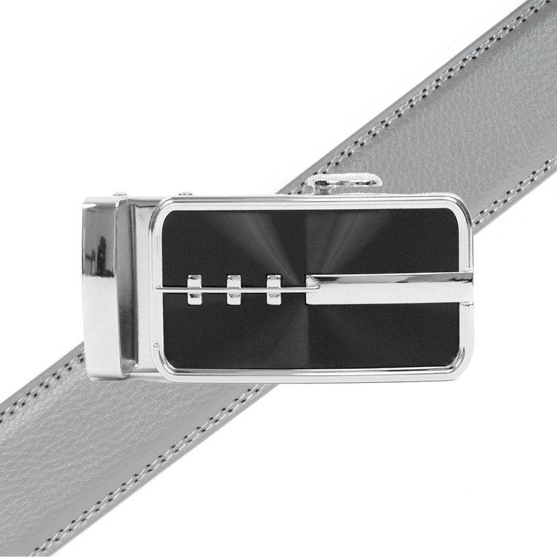 Men's Genuine Leather Sliding Buckle Ratchet Belt MGLBB23 - Bundle Bus