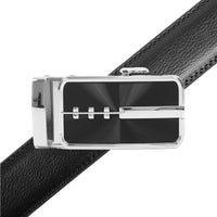 Men's Genuine Leather Sliding Buckle Ratchet Belt MGLBB23 - Bundle Bus