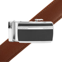 Men's Genuine Leather Sliding Buckle Ratchet Belt MGLBB24 - Bundle Bus