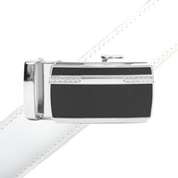Men's Genuine Leather Sliding Buckle Ratchet Belt MGLBB24 - Bundle Bus